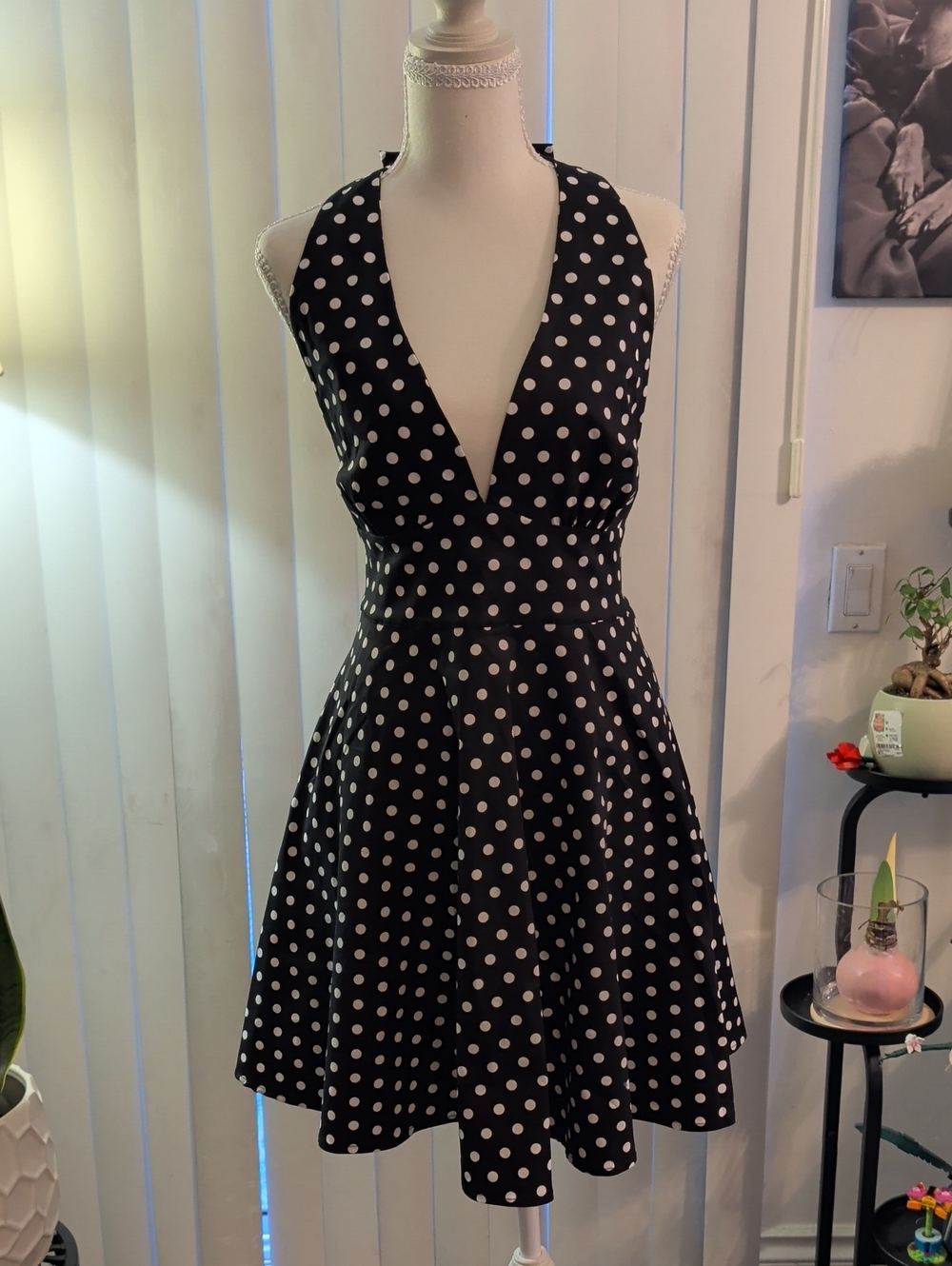Cider XL Black and White Polka Dot Dress